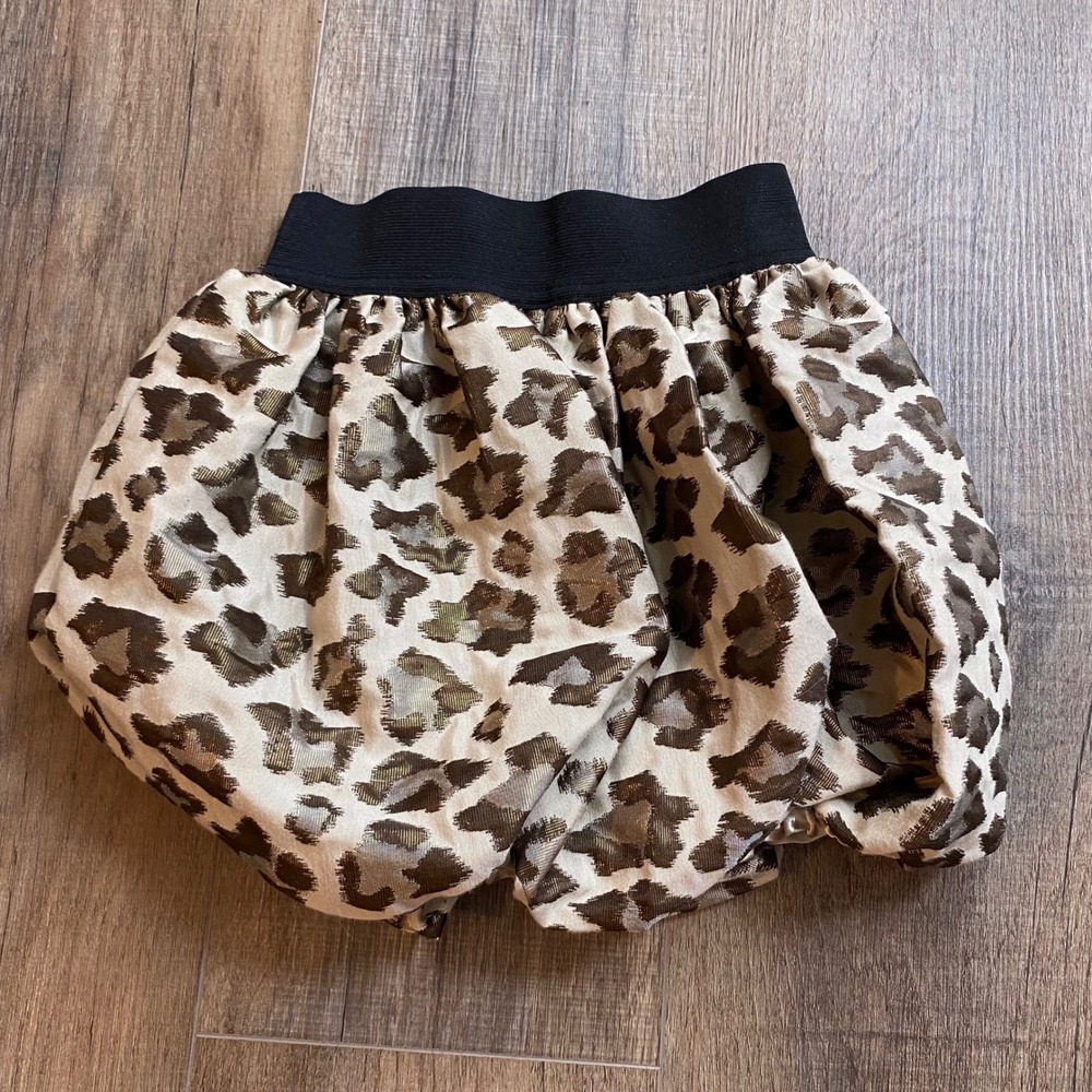 The Children's Place Girls Metallic Leopard Print Bubble Skirt Gold Size M 7/8